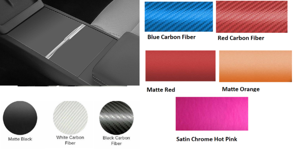 Tesla Model 3 Center Console Vinyl Wrap, Many Colors, 2024-2025 Highland