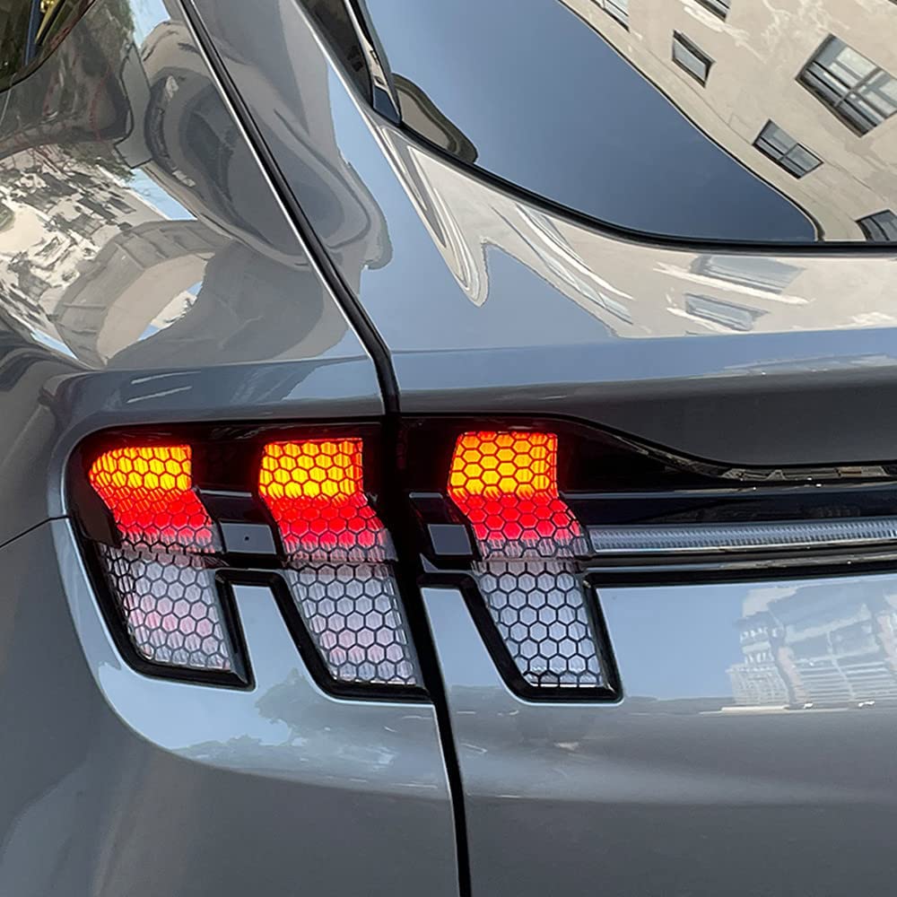 Mustang Mach-E Rear Taillight Honeycomb Vinyl Stickers, Matte Black, 2021-2024