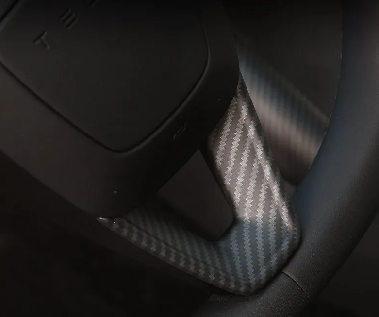 Tesla Model 3 Highland Lower Steering Wheel Trim Cover, Matte Carbon Fiber, 2024-2026