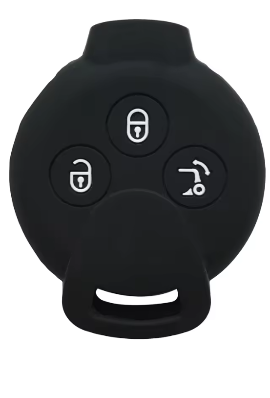Smart Car Fortwo 451, 450, 3 Button Key Silicone Protector Case Holder, Black