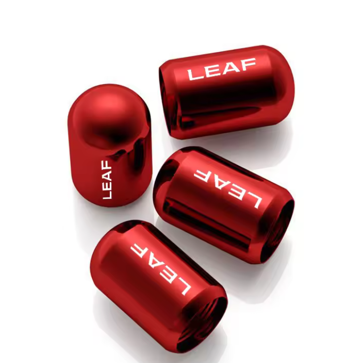Nissan Leaf Aluminum Alloy Valve Stem Caps, Red