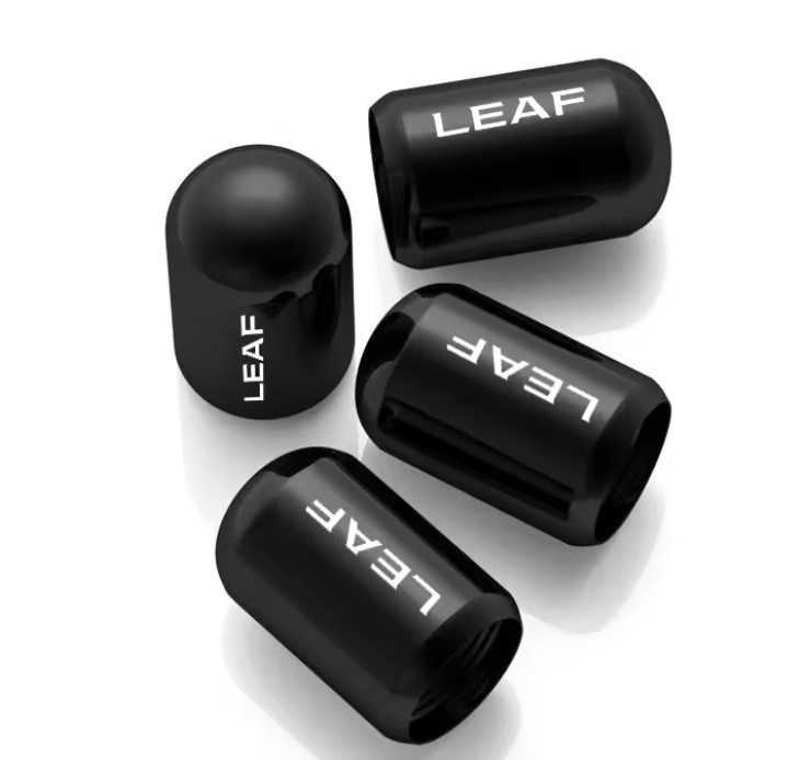 Nissan Leaf Aluminum Alloy Valve Stem Caps, Black