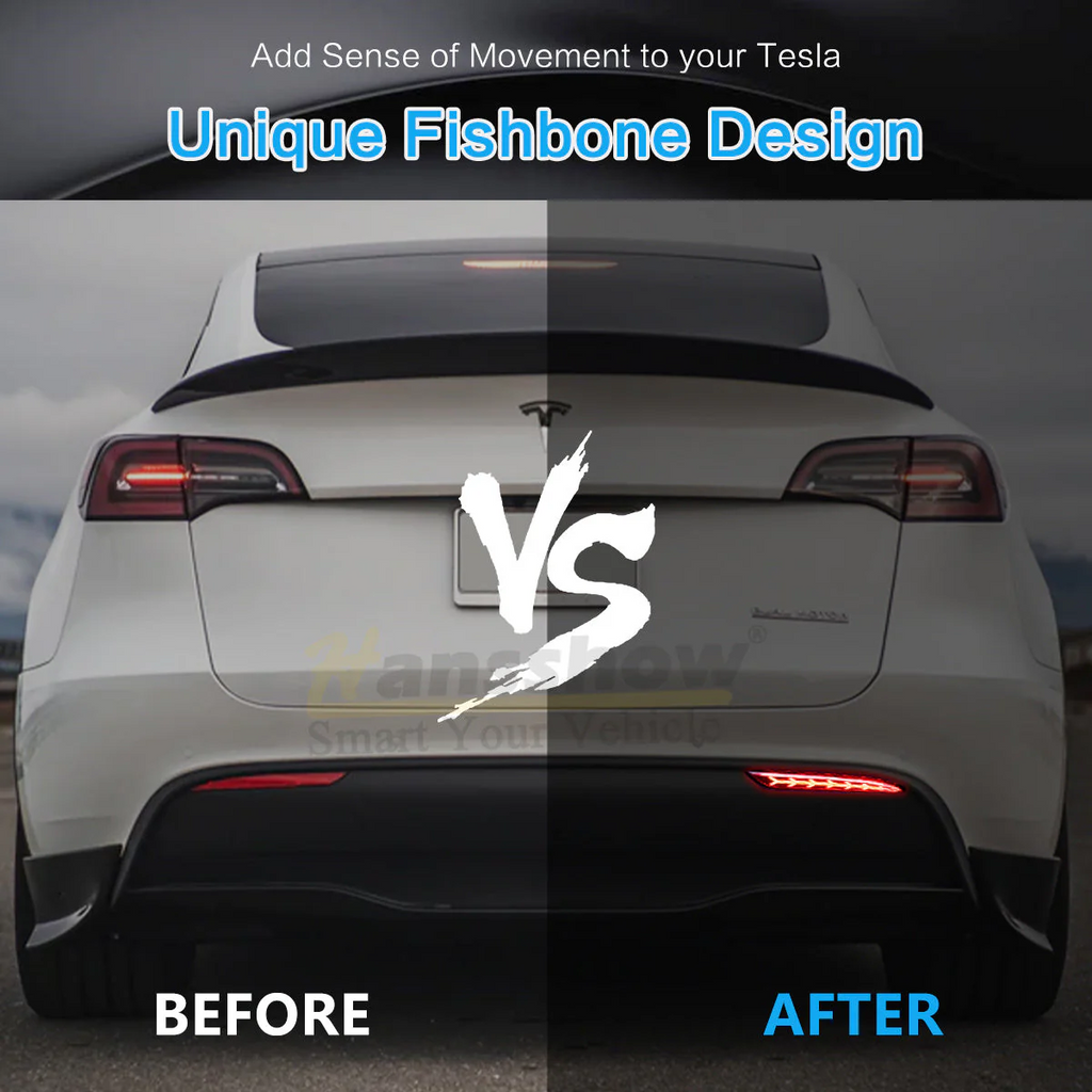 Tesla Model 3 Rear Bumper Fishbone Style Taillight Rear Bumper Reflectors, 2017-2023