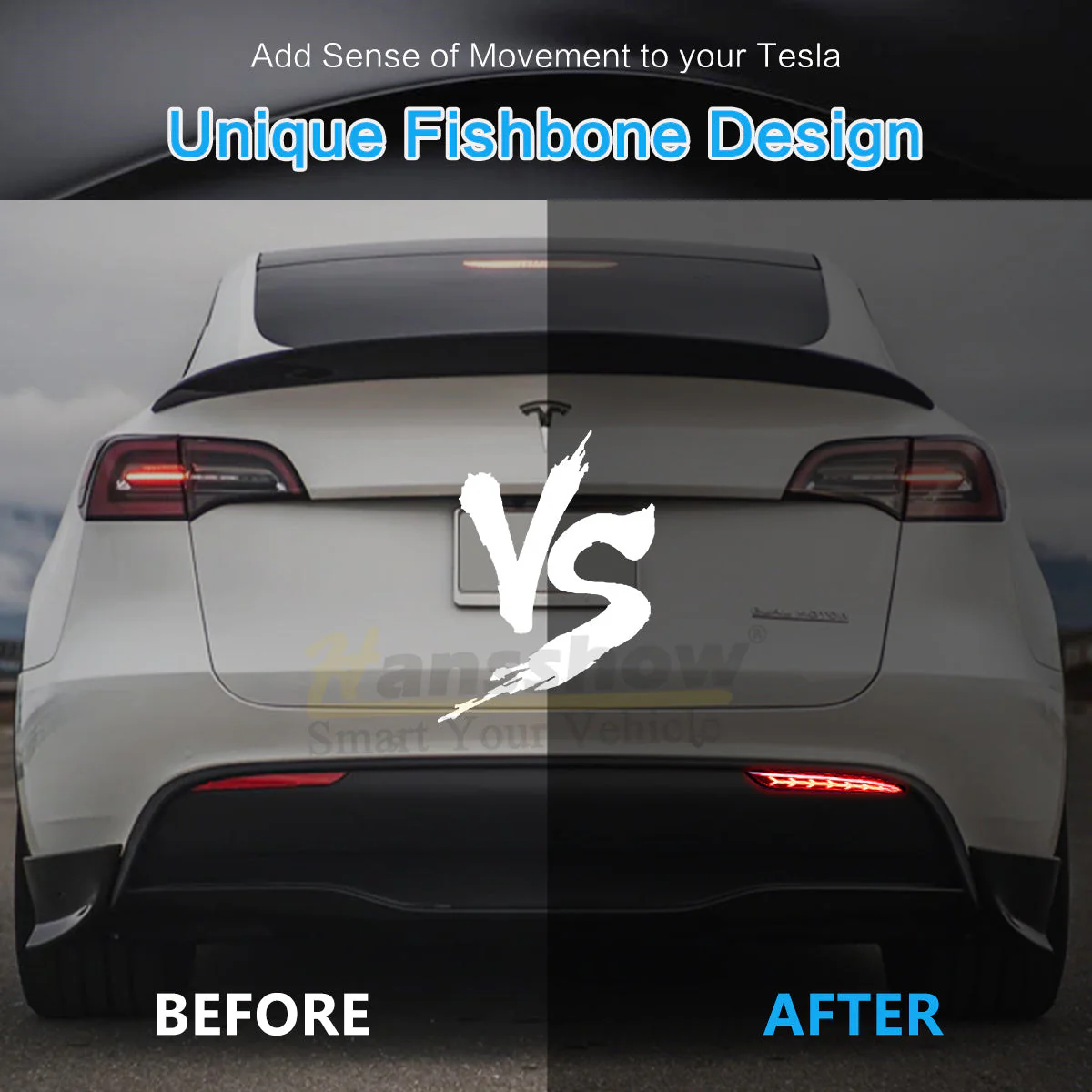 Tesla Model 3 Rear Bumper Fishbone Style Taillight Rear Bumper Reflectors, 2017-2023