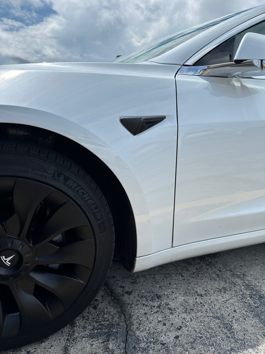 Tesla Model 3, S, X, Y, Matte Carbon Fiber Turn Signal Side Fender Camera Vent Cover Trim