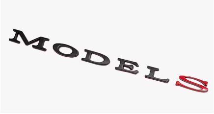 Tesla Model S Emblem Badge, Matte Black with Red S