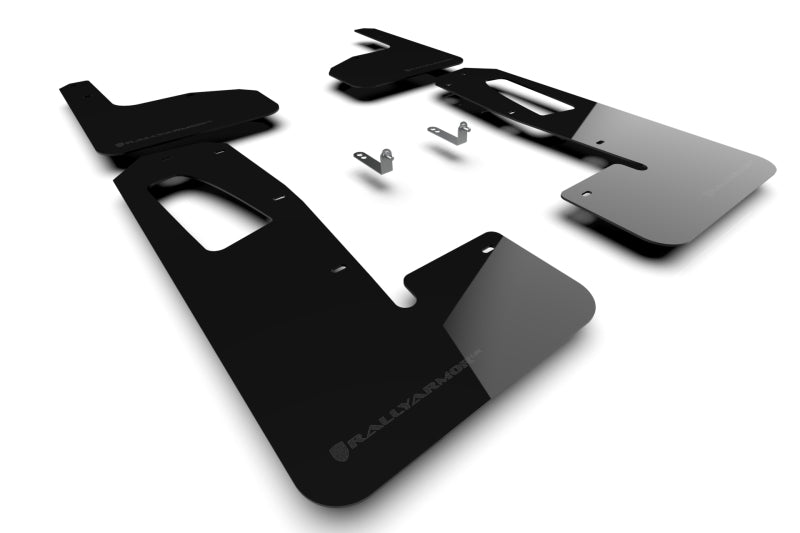 Mud Flap Set, Rally Armor Black W/ Metallic Black Logo for Rivian R1T, 2022-2025