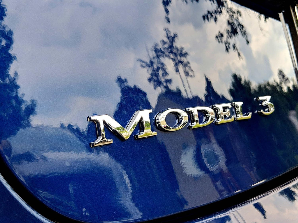Tesla Model 3 Emblem Badge, Silver Chrome
