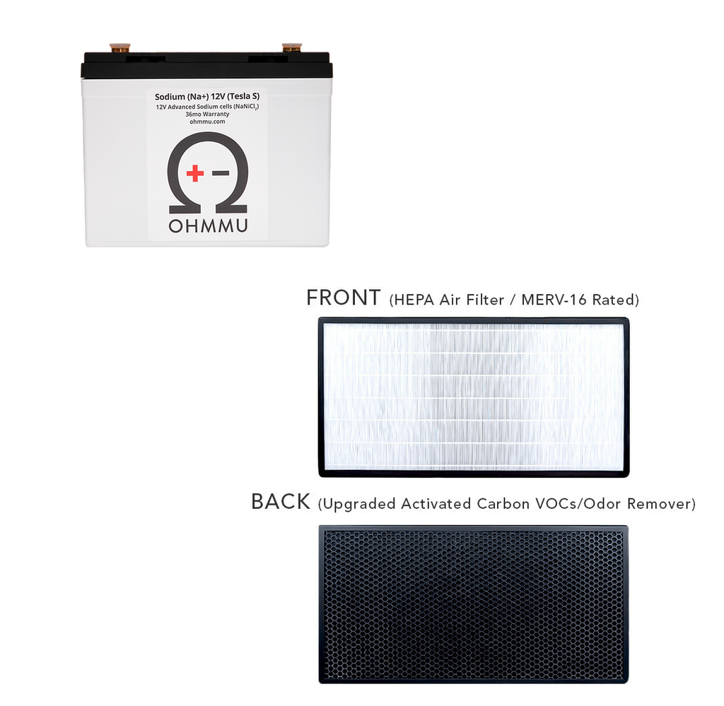Tesla Model S 12 Volt Sodium Battery with Hepa Cabin Under Hood Filter 2012-2021