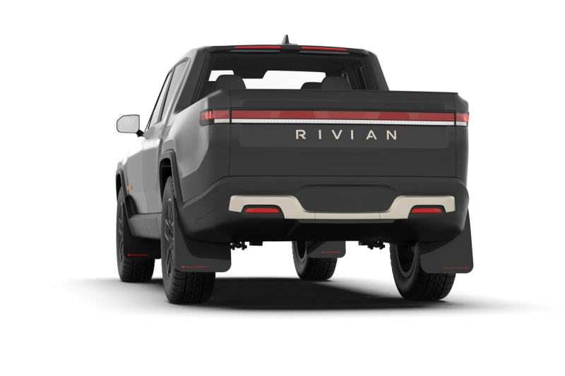Mud Flap Set, Rally Armor Black W/ Metallic Black Logo for Rivian R1T, 2022-2025