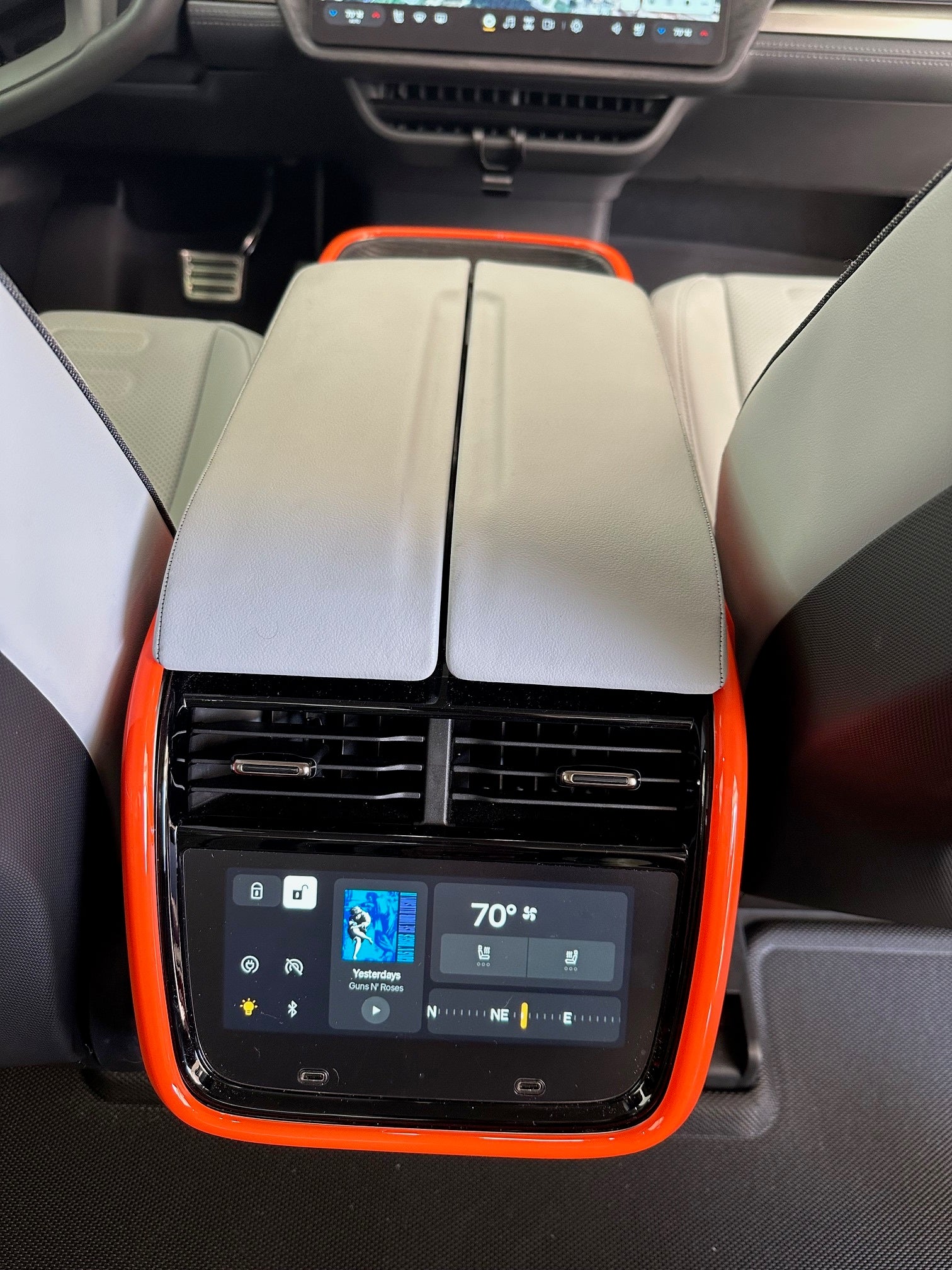 Armrest Center Console Outer Frame Gloss Orange Trim Panels for Rivian R1T, R1S