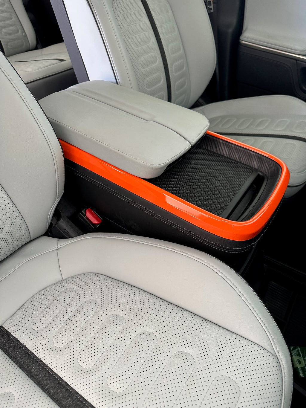 Armrest Center Console Outer Frame Gloss Orange Trim Panels for Rivian R1T, R1S
