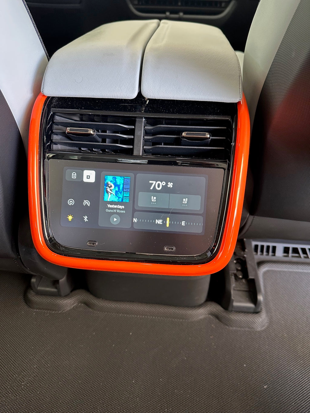 Armrest Center Console Outer Frame Gloss Orange Trim Panels for Rivian R1T, R1S