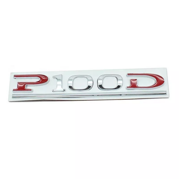 Tesla Model S, X, Silver / Red P100D Letter Emblem, 3D ABS