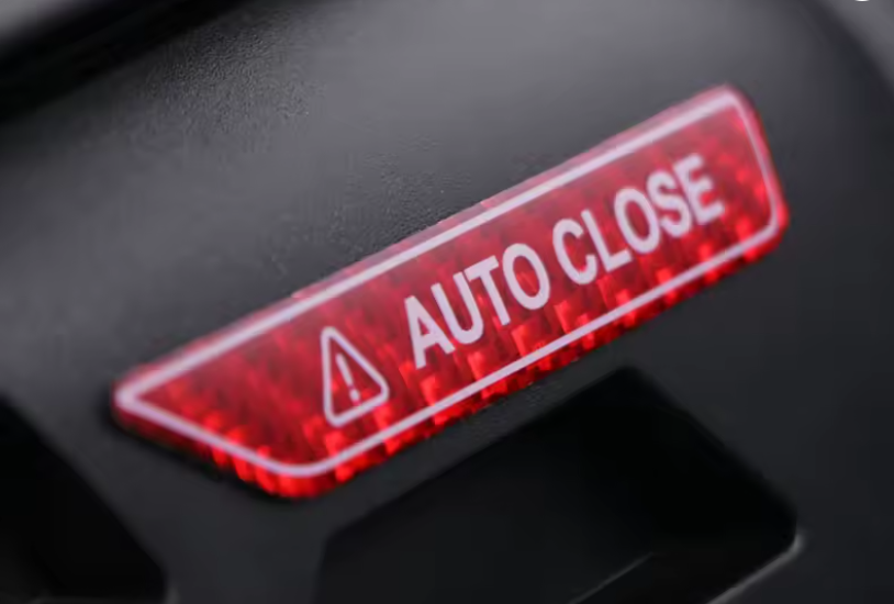 Tesla Model 3, S, X, Y Charging Port Auto Close Reminder Sticker, Red Carbon Fiber