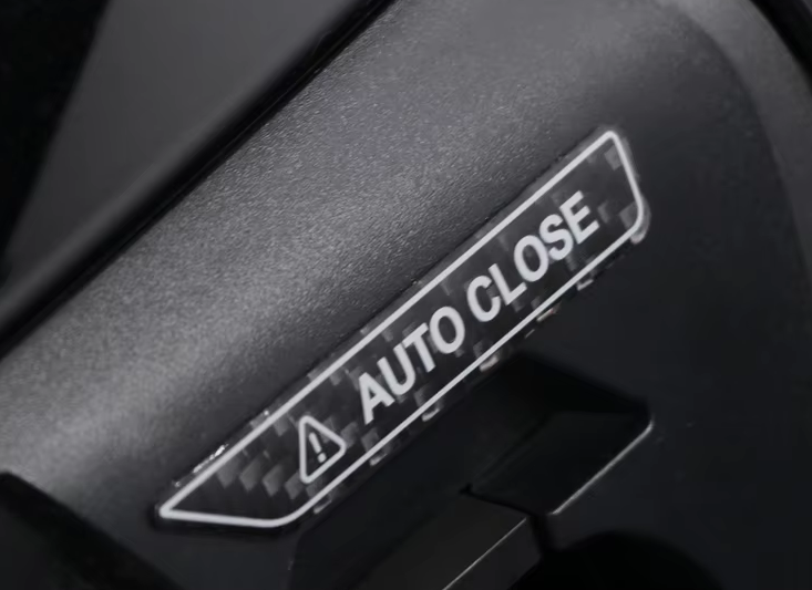 Tesla Model 3, S, X, Y Charging Port Auto Close Reminder Sticker, Black Carbon Fiber