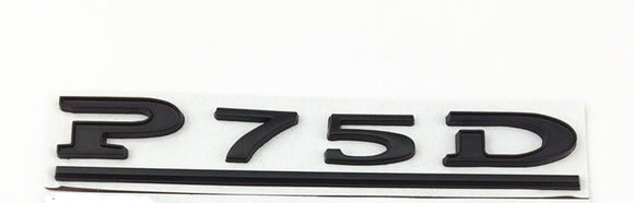 Tesla Model S, X Matte Black P75D Letter Emblem, 3D Metal