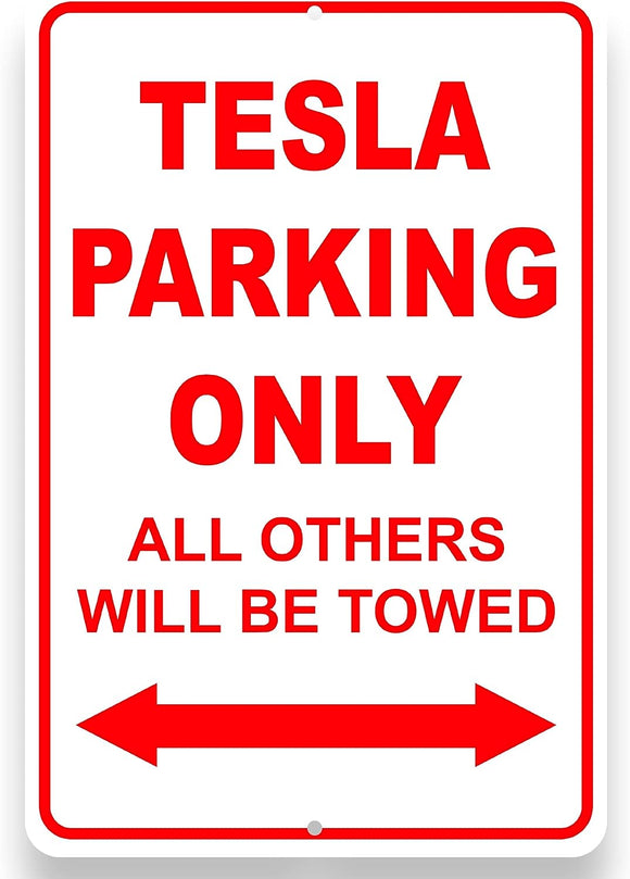 Tesla Parking Only Sign, Metal, 12