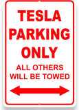 Tesla Parking Only Sign, Metal, 12" X 8"