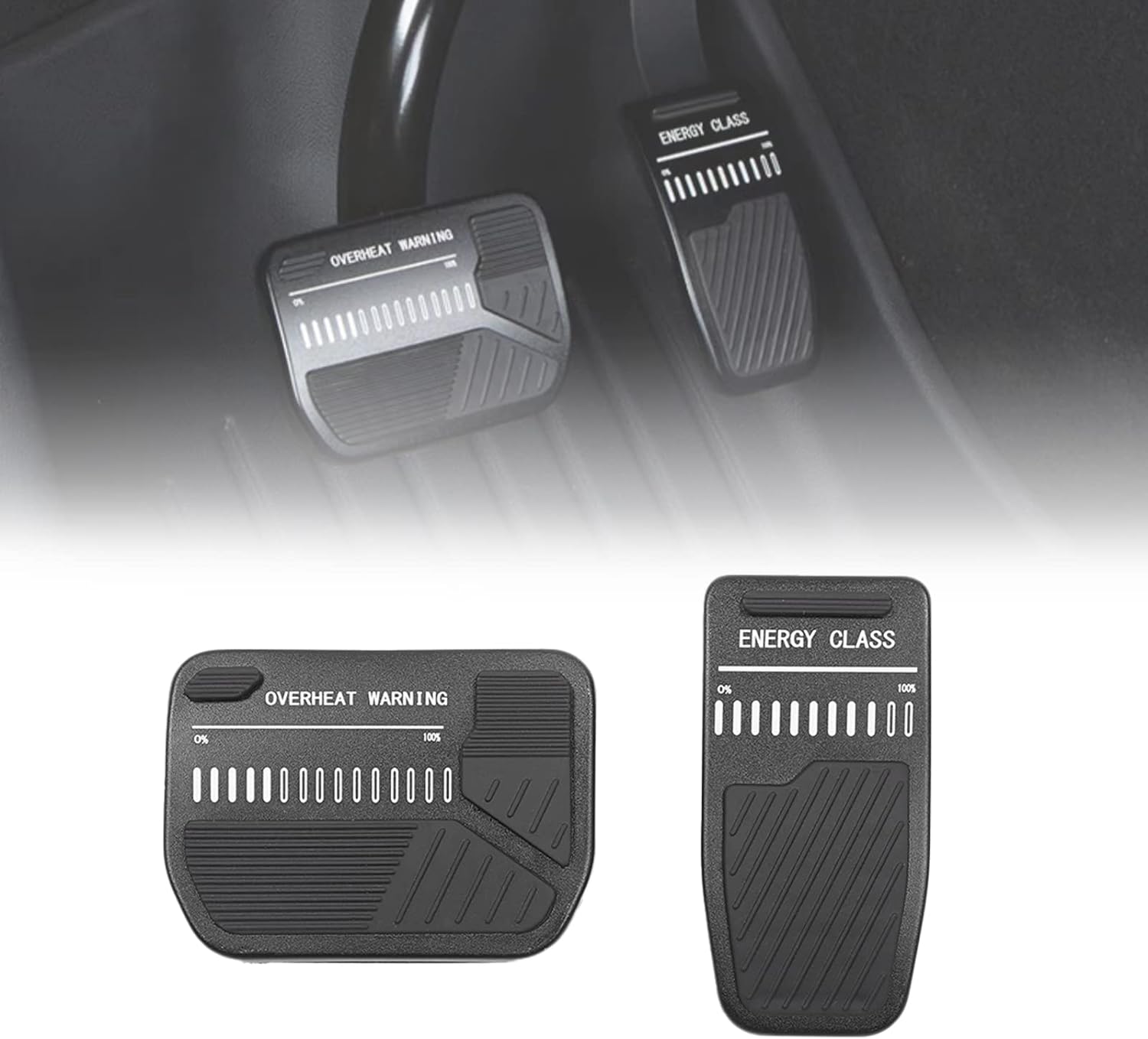 Tesla Model 3, Y Anti-Slip Accelerator & Brake Pedal Covers, Aluminum, Black, 2017-2024