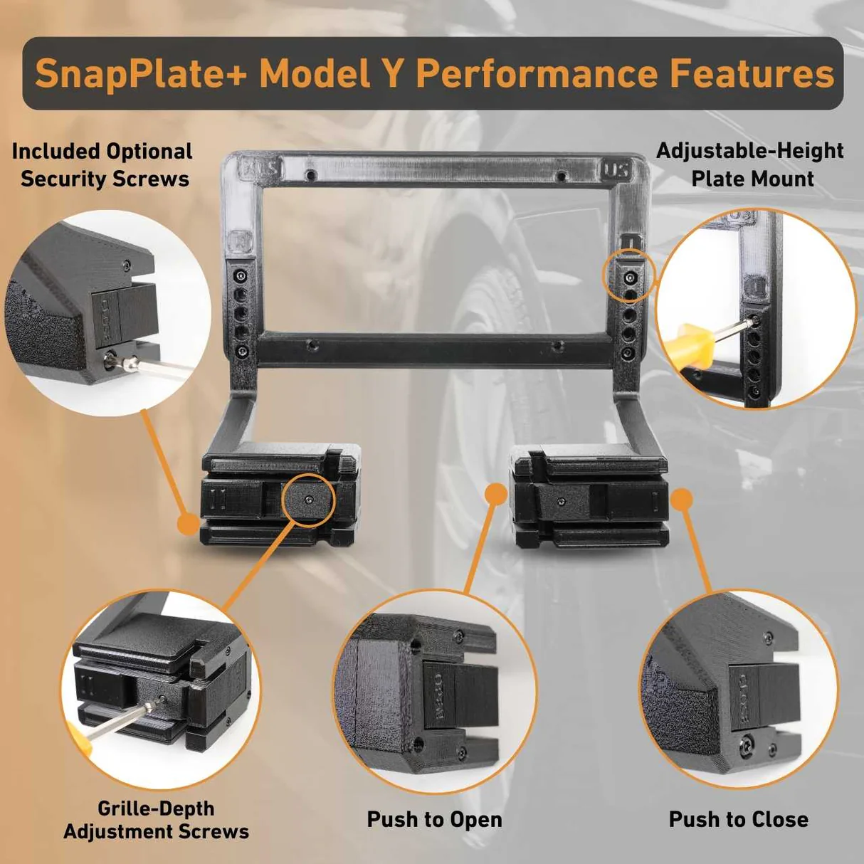 Tesla Model Y Performance SNAPPLATE Front License Plate Mount, Removable, Juniper Refresh, 2025-2026