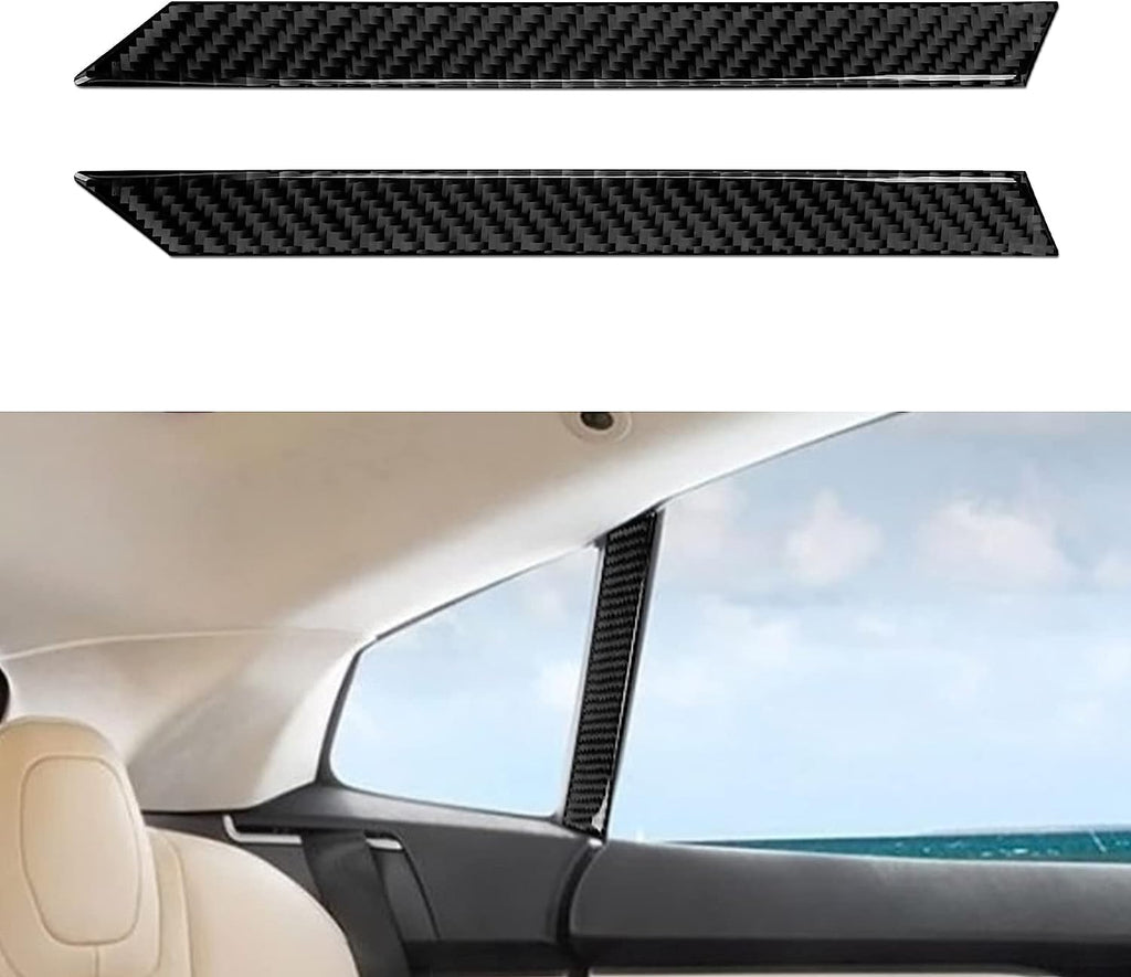  Model S Interior Rear Pillar Carbon Fiber Stickers, 2012-2020