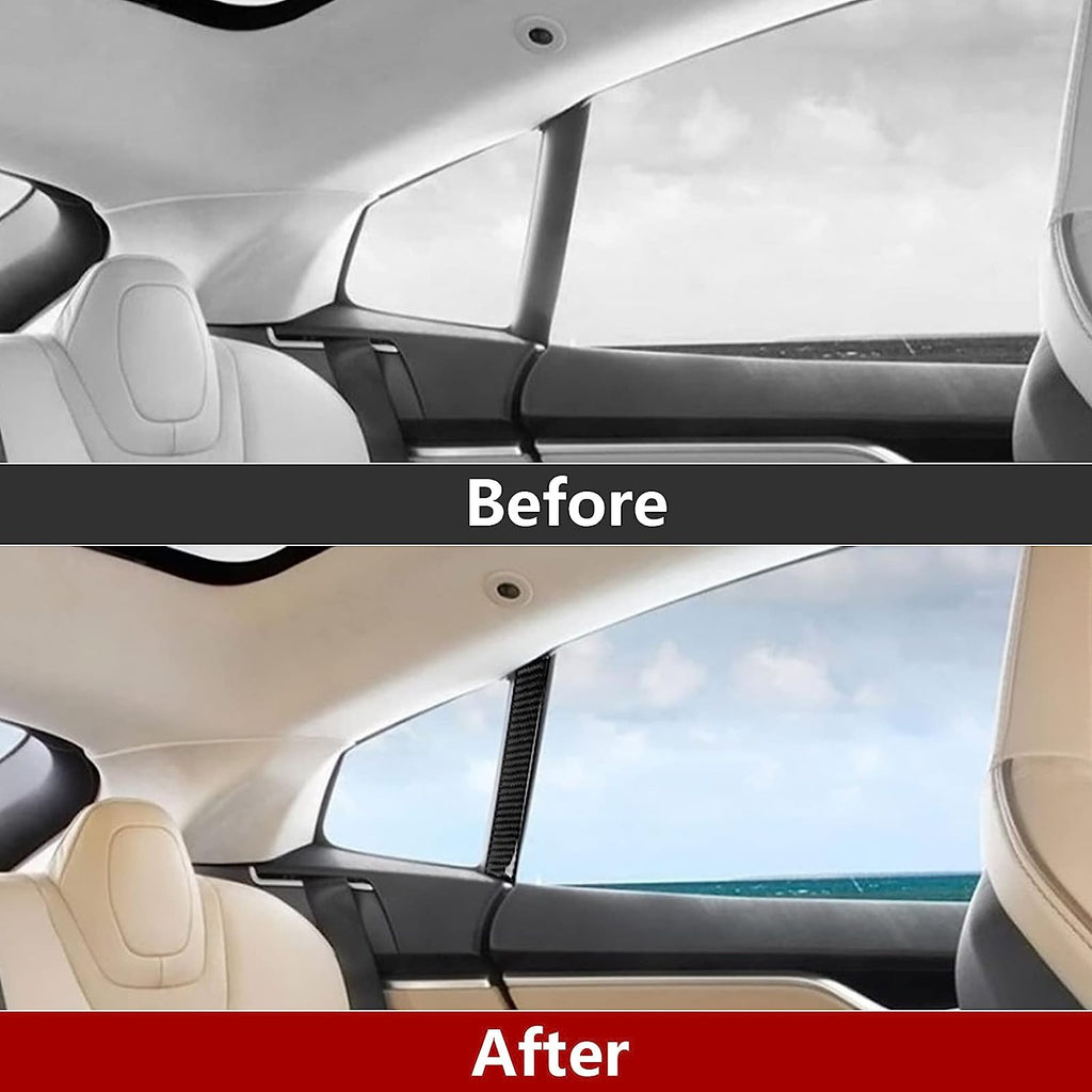  Model S Interior Rear Pillar Carbon Fiber Stickers, 2012-2020