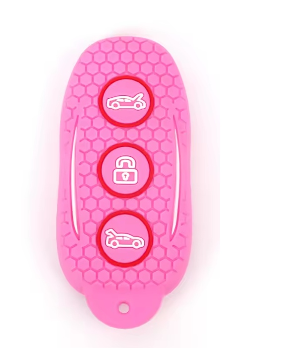 Tesla Model S, 3, Y Silicone Key Fob Case Cover, Rugged Pink