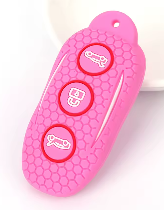 Tesla Model S, 3, Y Silicone Key Fob Case Cover, Rugged Pink