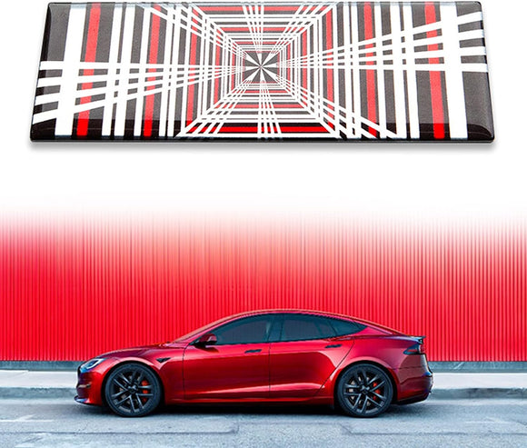 Tesla Plaid Emblem Badge Sticker, 3D Aluminum