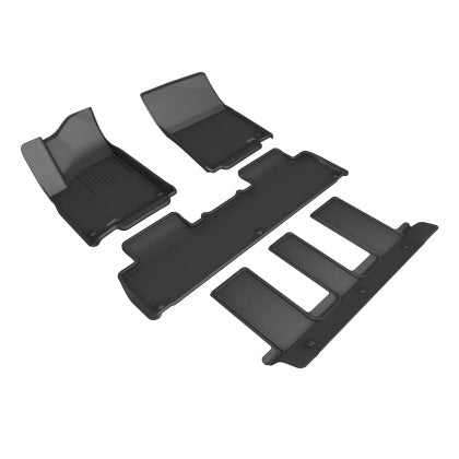 3D MAXider Kagu Black Floor Mat Set, Row 1/2/3,for Rivian R1S, 2022-2025