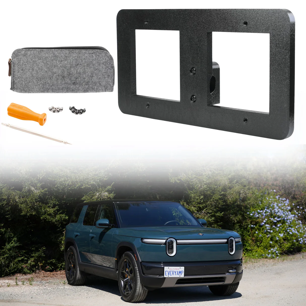 Tow Hook Front License Plate Mount for Rivian R2, 2026-2027