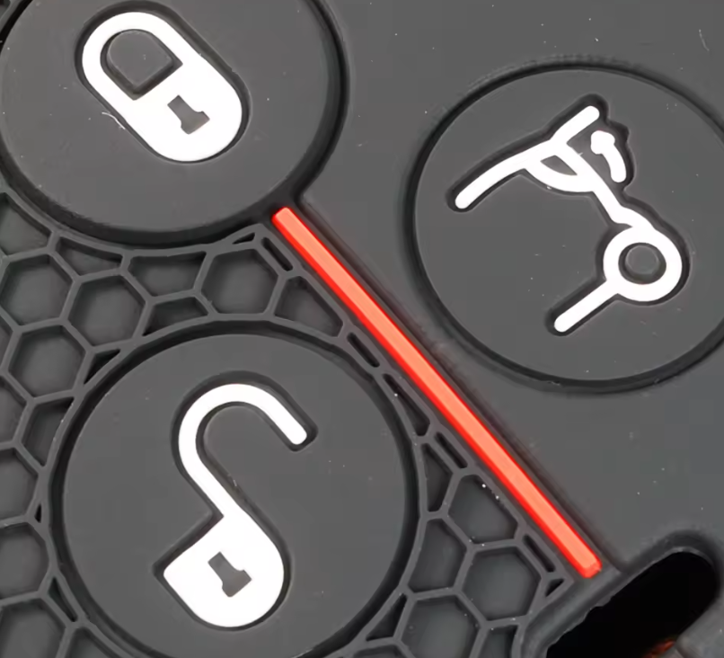 Smart Car Fortwo 3 Button Key Silicone Protector Case Holder, Black / Red