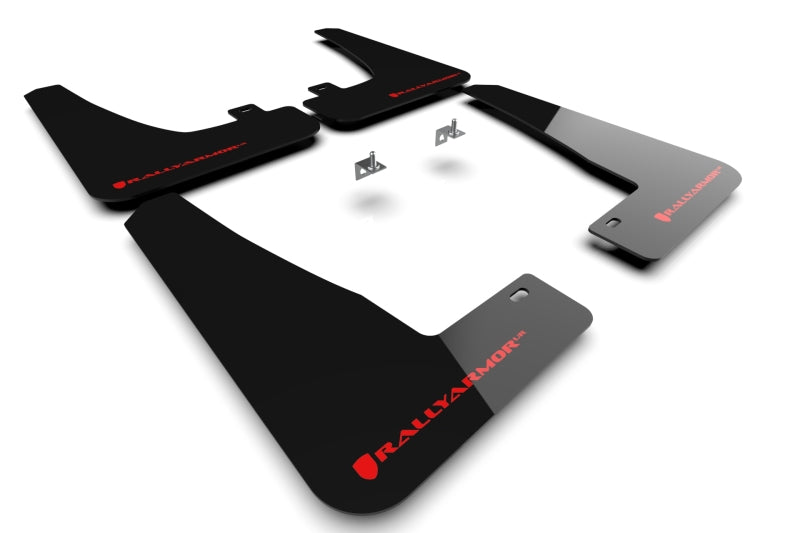 Tesla Model X Mud Flap Set, Rally Armor Red Logo, 2022-2026