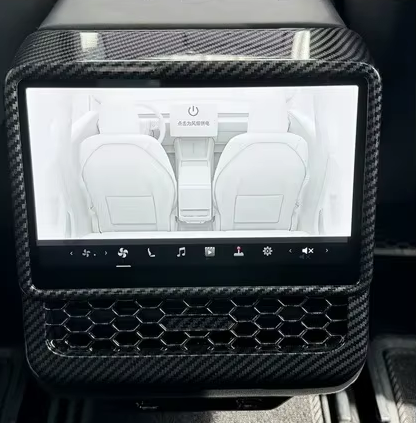 Tesla Model 3, Y Rear Screen Cover Trim, Gloss Carbon Fiber, Highland, Juniper, 2024-2026