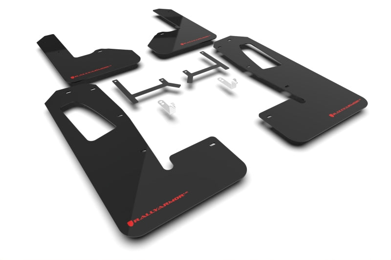Mud Flap Set, Rally Armor Black W/ Red Logo for Rivian R1S , 2022-2025