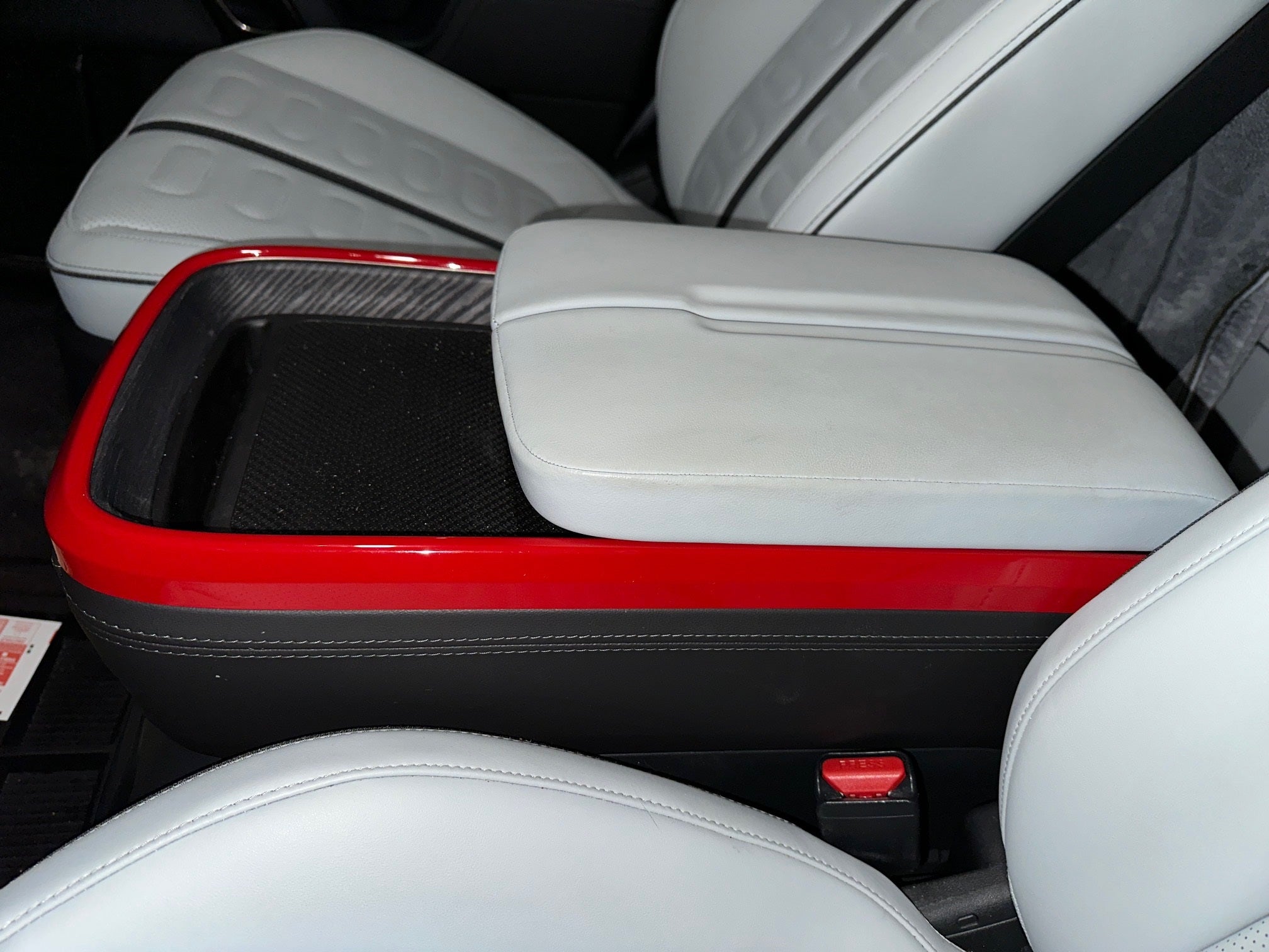 Armrest Center Console Outer Frame Gloss Red Trim Panels for Rivian R1T, R1S