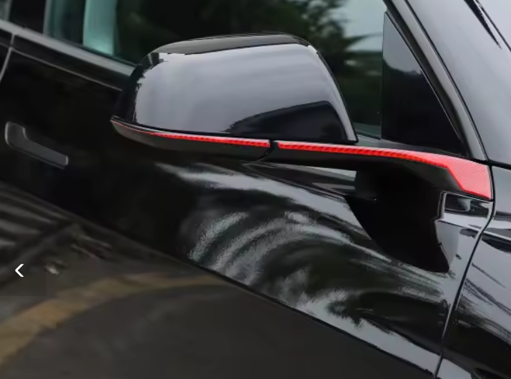Tesla Model 3 Red 3D Carbon Fiber Side Mirror Decoration Strip Epoxy Stickers