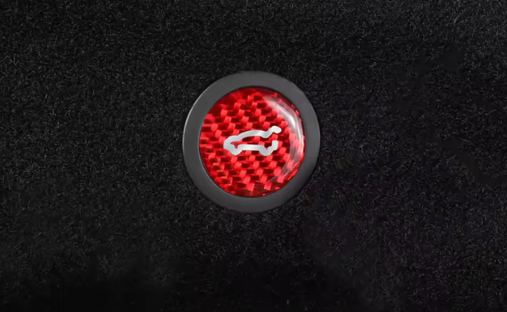 Tesla Model 3 Highland, Model Y Juniper Red Carbon Fiber Trunk Switch Button Cover, 2024-2027