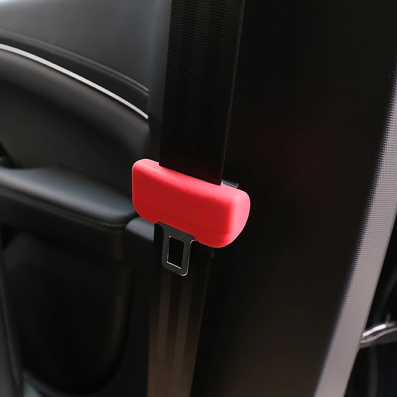 Mustang Mach-E Front Seatbelt Buckle Protective Silicone Covers, Red, 2021-2024