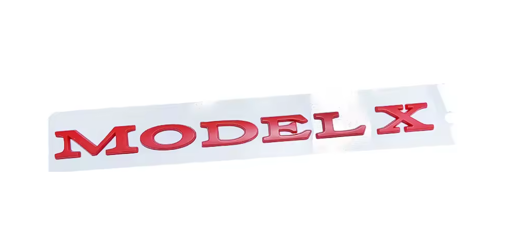 Tesla Model X Emblem Badge, Red, ABS