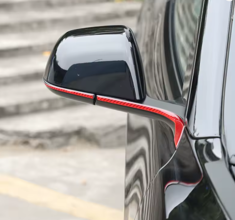Tesla Model Y Red 3D Carbon Fiber Side Mirror Decoration Strip Epoxy Stickers