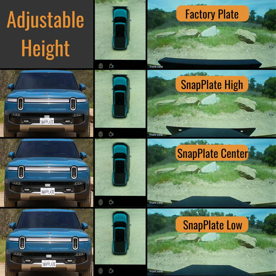 SNAPPLATE Front License Plate Mount, Removable for Rivian R1T & R1S, 2025-2026