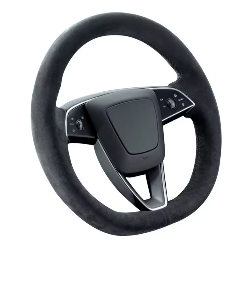 Tesla Model 3 Highland Custom Suede Leather Steering Wheel Cover, 2024-2027