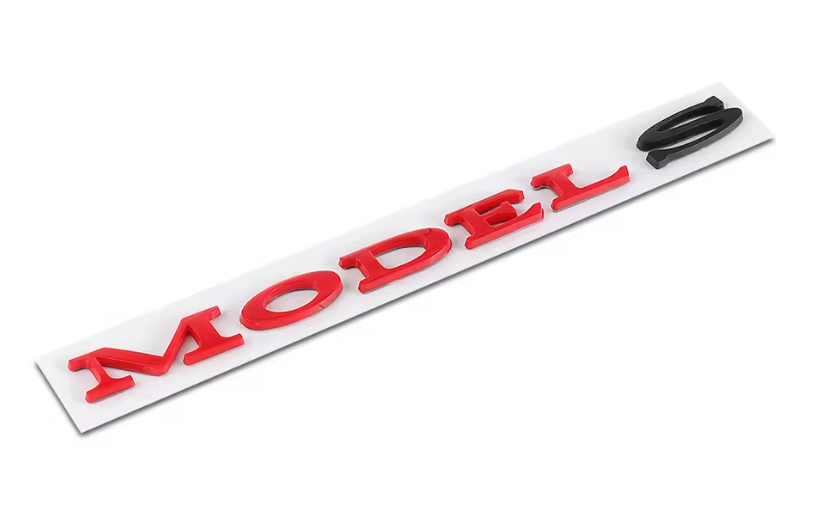 Tesla Model S Emblem Badge, Red with Black S