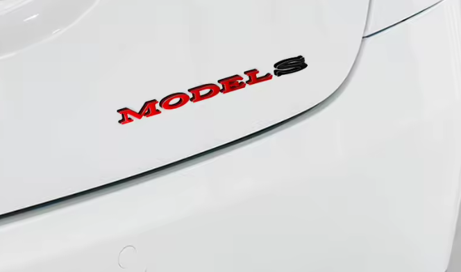 Tesla Model S Emblem Badge, Red with Black S