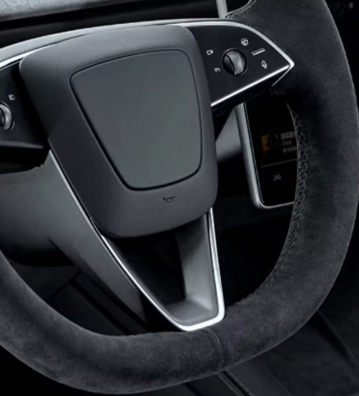 Tesla Model 3 Highland Custom Suede Leather Steering Wheel Cover, 2024-2027