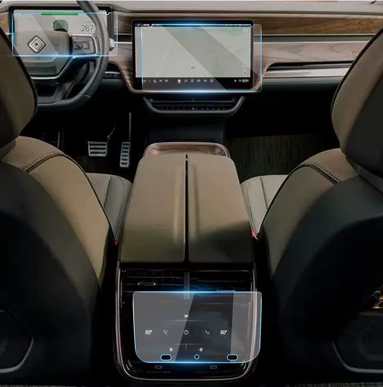 Screen Protectors Front & Back Clear HD, 9H, 3-Piece Set, for Rivian R1T, R1S, 2022-2025