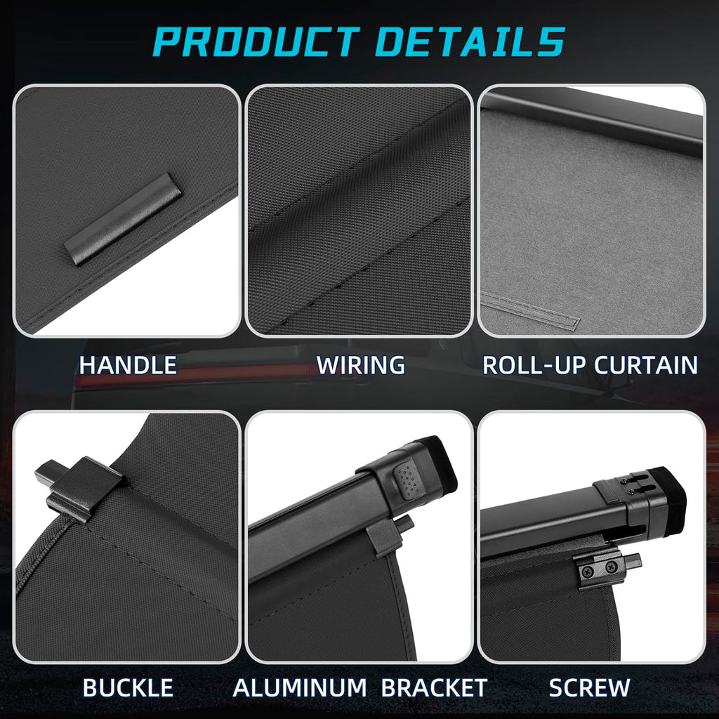 Retractable Cargo Cover Screen Luggage Shield Shade for Rivian R1S, 2022-2025