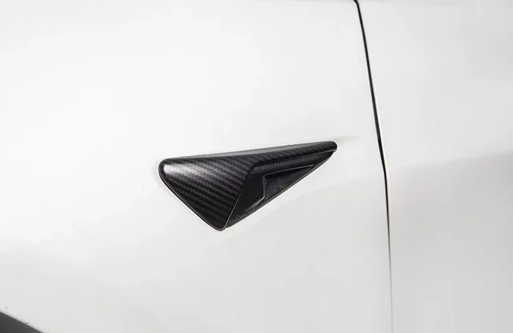 Tesla Model 3 Highland Matte Carbon Fiber Turn Signal Side Fender Camera Vent Cover Trim, 2024-2026